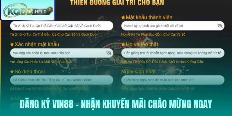 Đăng ký Vin88 trong 2 phút và bonus chào mừng lên đến 120%